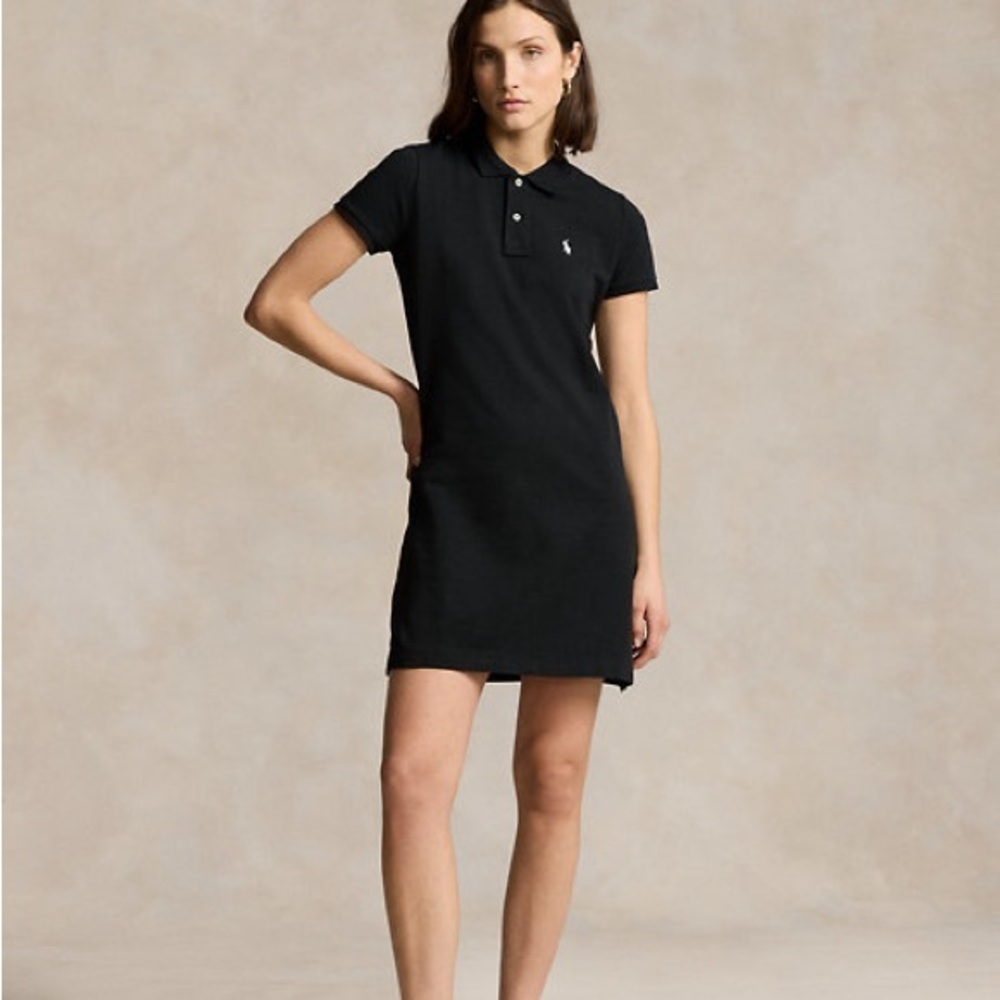 Ralph Lauren Sport Black 100% Cotton Collared Polo Mini Dress Sz Extra Small XS